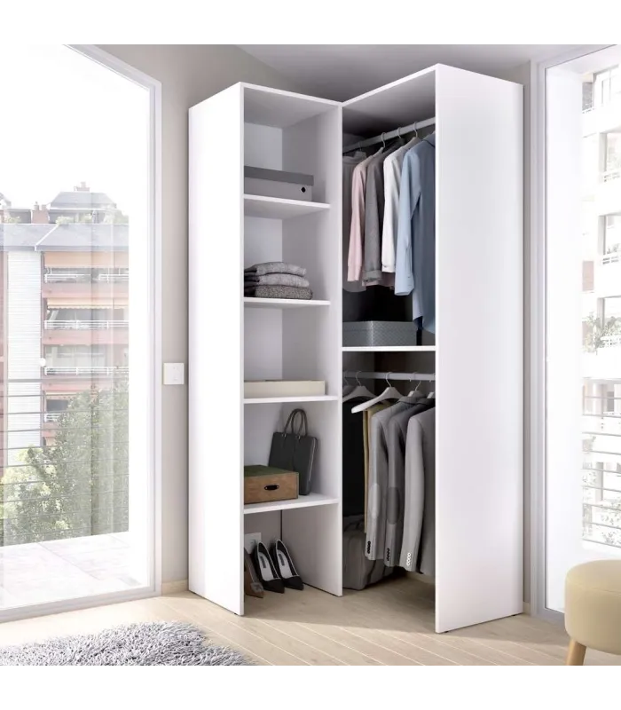 Vestidor de rincón blanco 79.4x88.4x185.5 cm