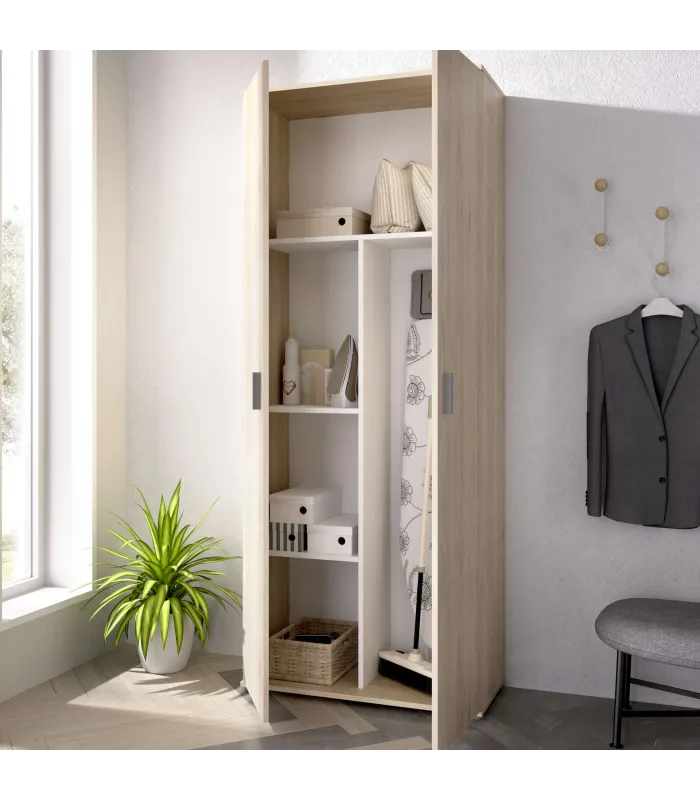 Armario multiusos natural 2 puertas, 78x190x35 cm