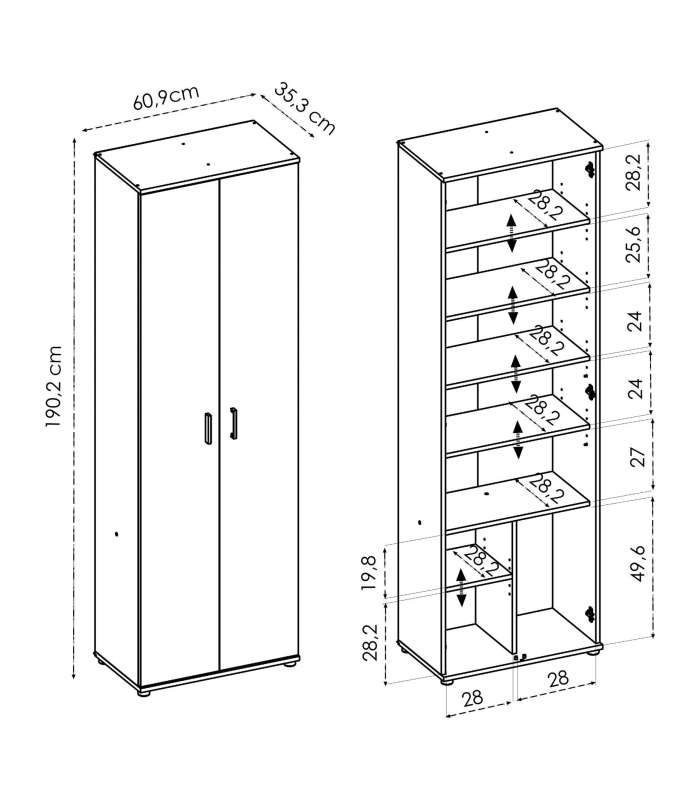 copy of White multipurpose cabinet 2 doors 6 shelves.