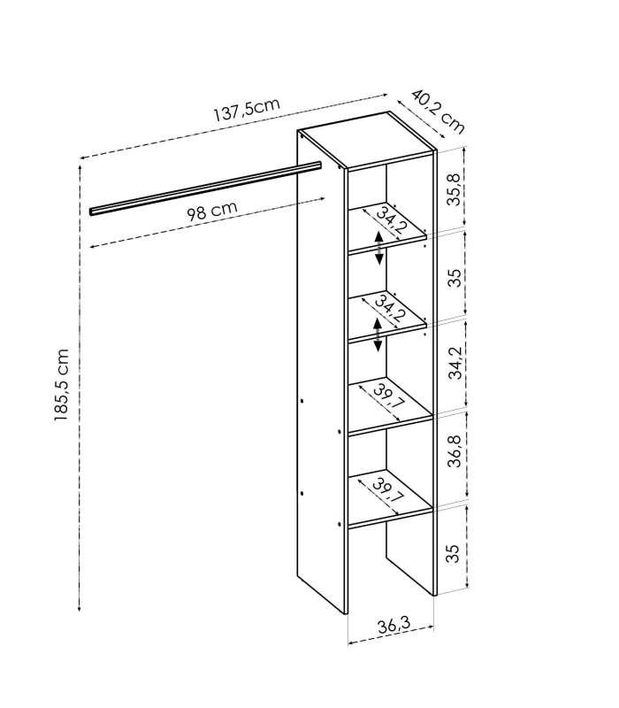 copy of Dressing room Suit for bedroom 3 shelves.