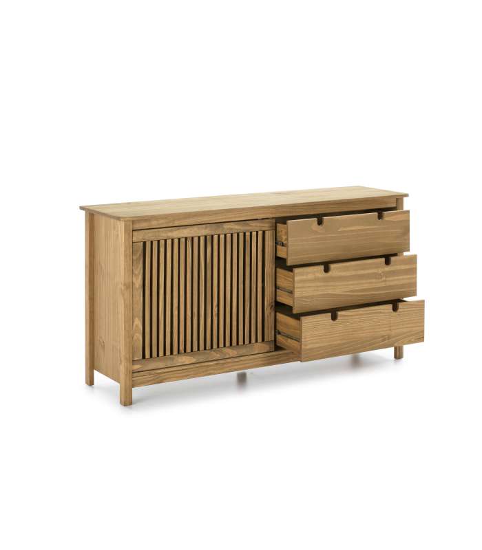 Sideboard 1 door 3 drawers natural finish 150 cm (width) 80 cm