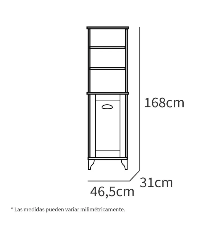 Columna de baño Toscana blanca, 168cm de altura