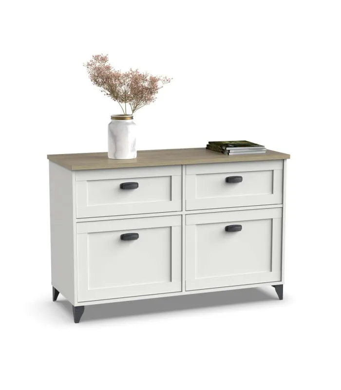 Aparador Portobello blanco, 2 puertas y 2 cajones