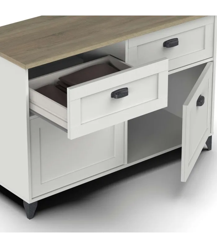 Aparador Portobello blanco, 2 puertas y 2 cajones