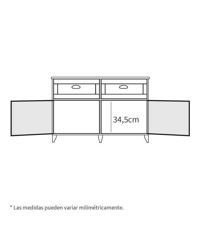 PTARCH Conjuntos baño Aparador 2 puertas 2 cajones Portobello