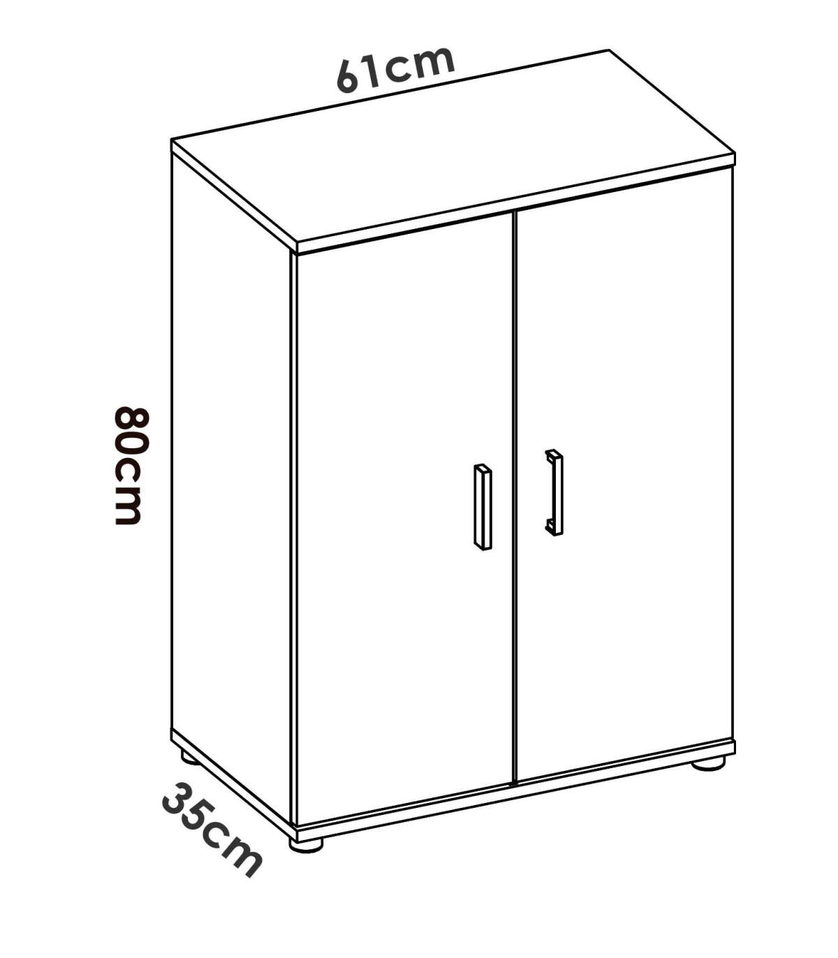 Armario bajo dos puertas Marbella color blanco 60 cm(ancho) 80 cm(altura)  34 cm(fondo)