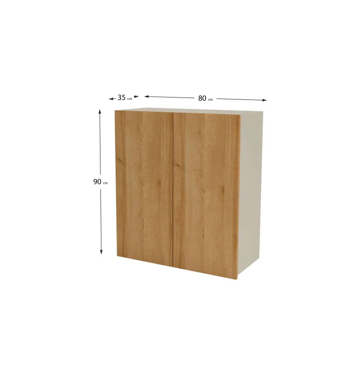Mueble alto de cocina en roble vega, 90x80x35 cm