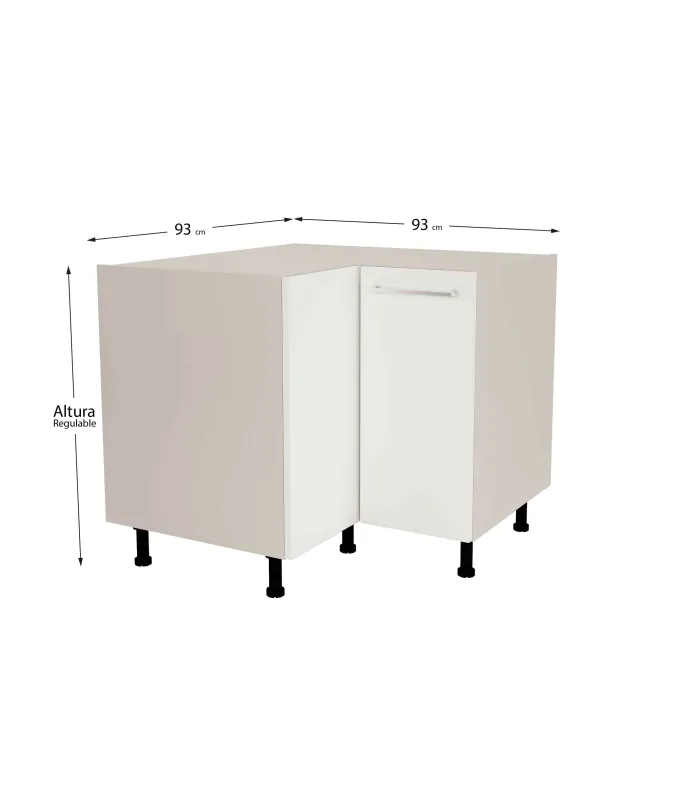 Mueble bajo rincón blanco mate, fácil montaje y funcional