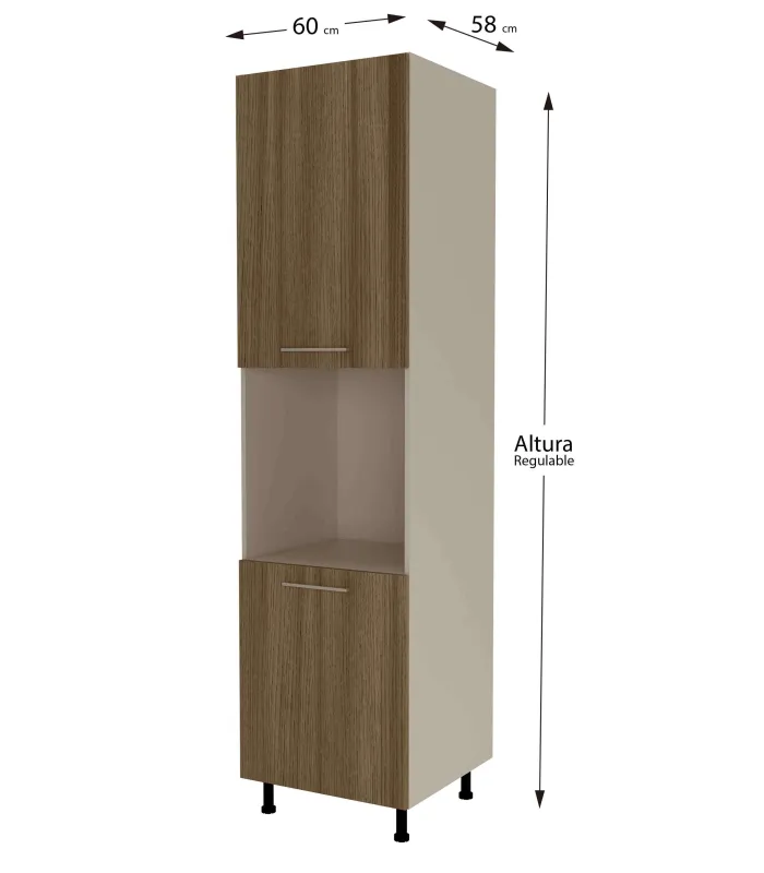 Columna horno 2 puertas nogal noceto, 235x60x60 cm