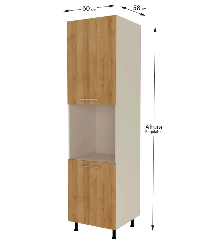 Forno coluna 2 portas carvalho vega 235x60x60 cm