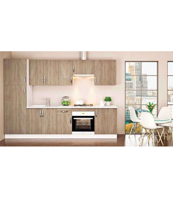 Cuisine complète 3 mètres (largeur) couleur chêne KIT-KIT