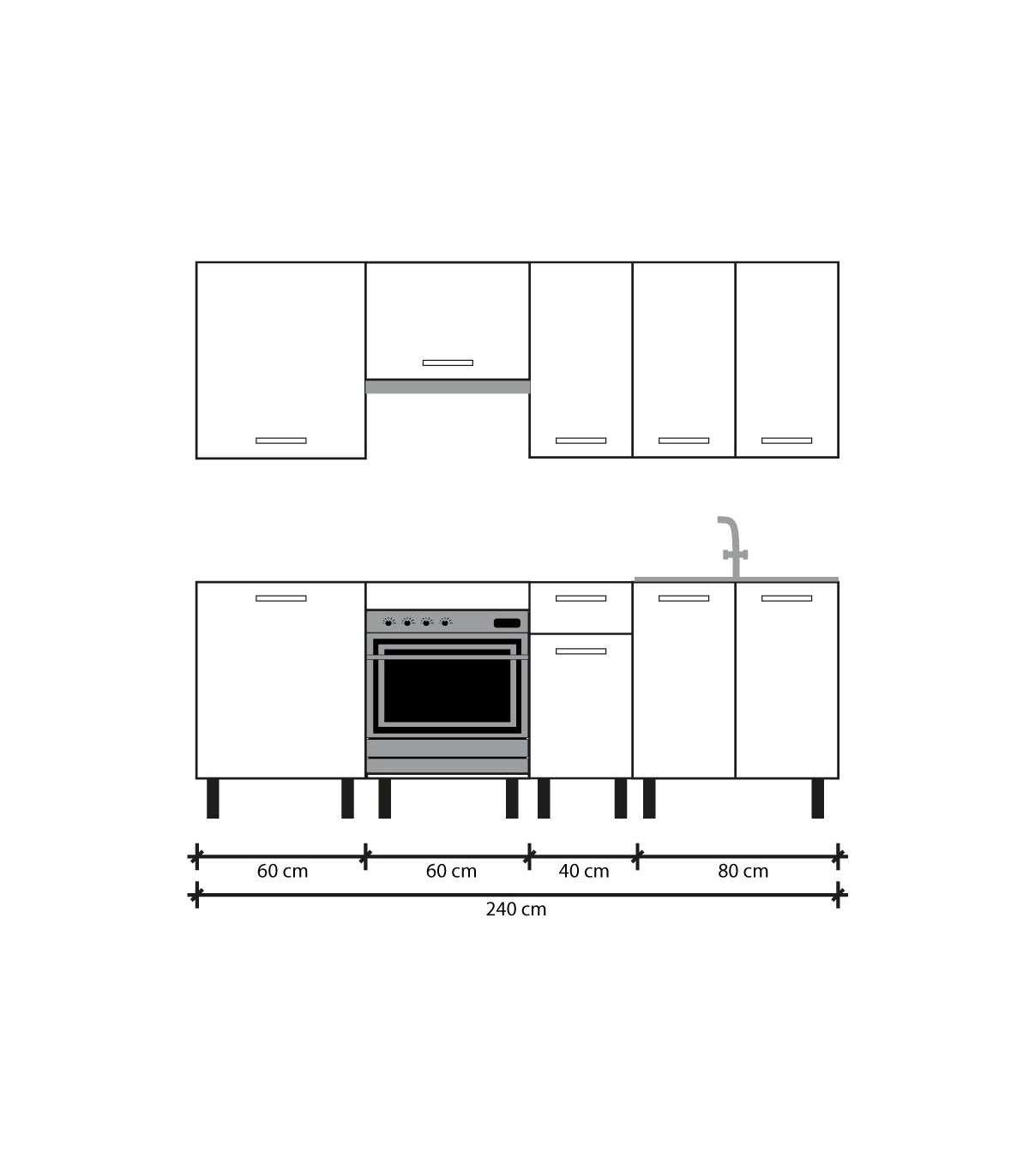 Mueble lavadero en kit Basic de 240cm blanco