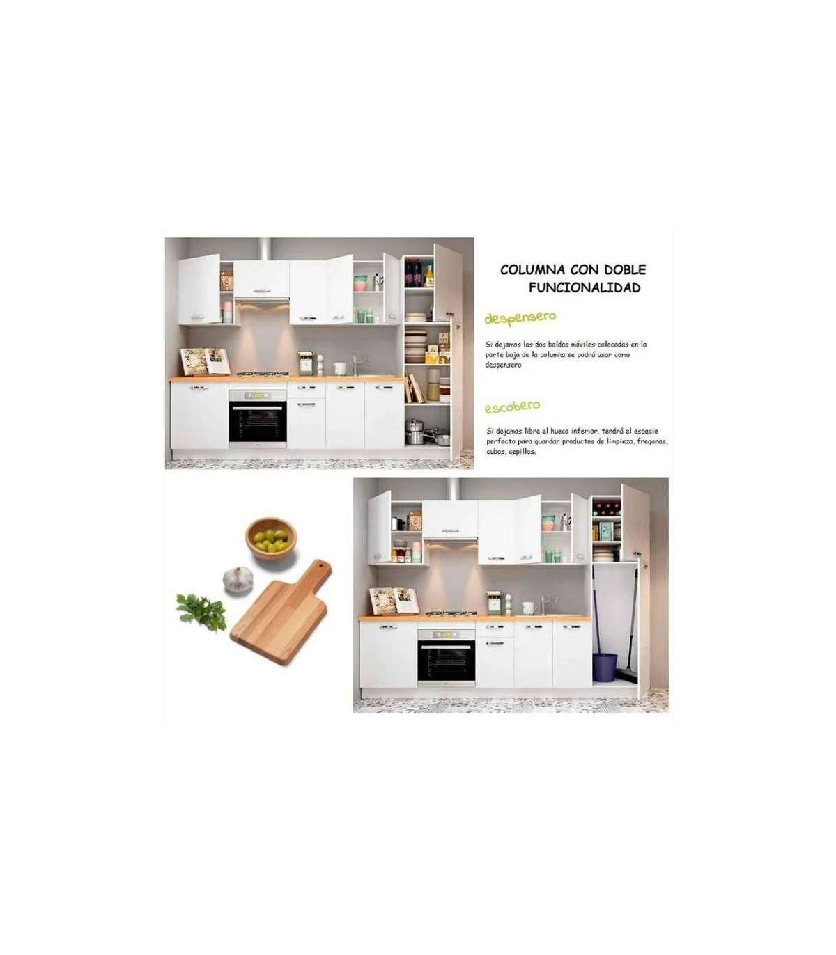 Cocina Completa 3 Metros(ancho) Color Blanco Kit-kit , Opción