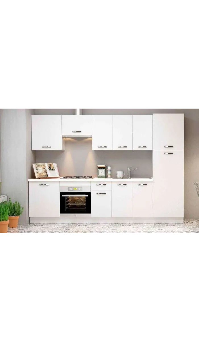 Cozinha completa de 3 metros (largura) KIT-KIT de cor branca
