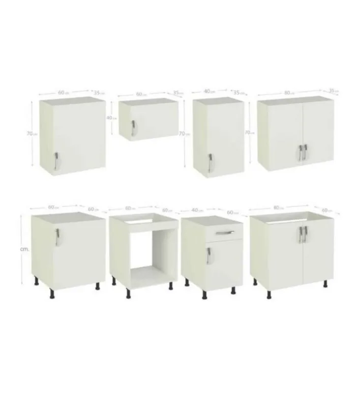 Cuisine complète 240 cm (largeur) couleur chêne-blanc KIT-KIT