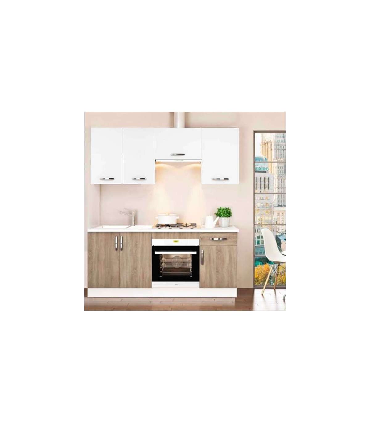 Genérico Muebles de Cocina Completa Color Roble Artisan 180 y 240 cms  Encimera incluida ref-24 : .es: Hogar y cocina
