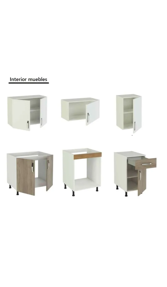 Cocina completa en roble-blanco, elegante y funcional.