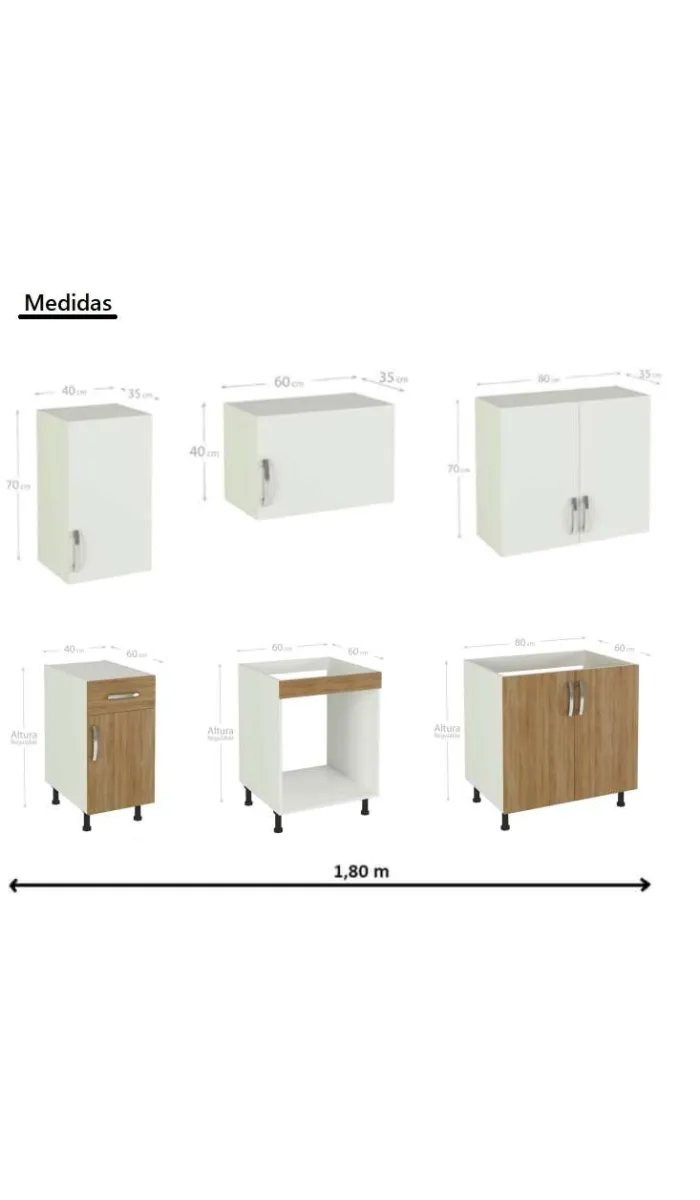 Full kitchen 180 cm oak-white KIT-KIT