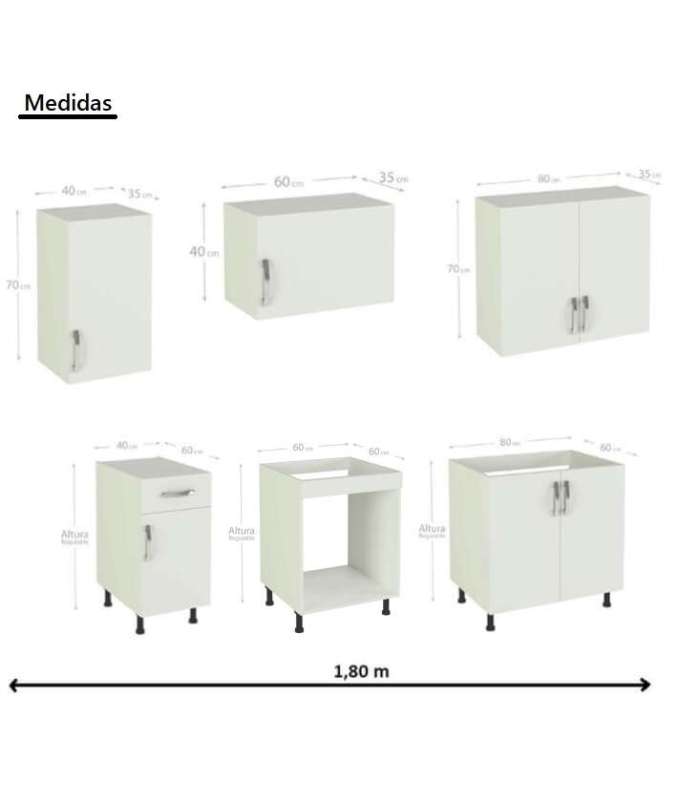 Cuisine complète 180 cm (large) couleur blanche KIT-KIT