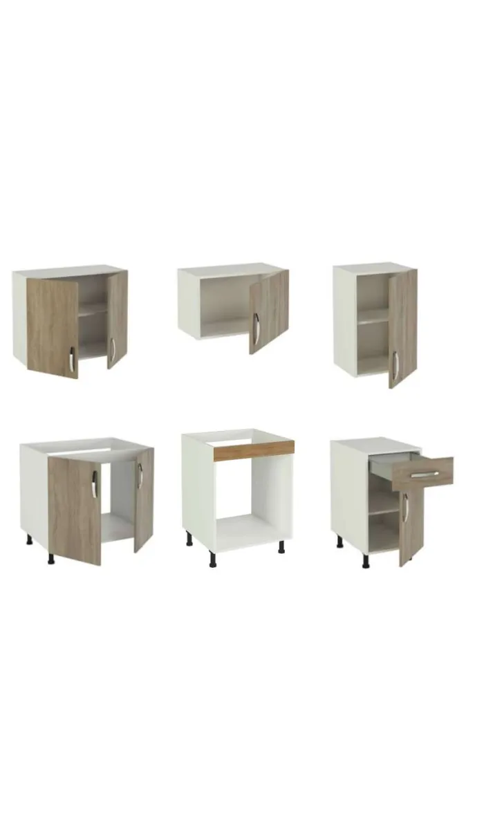 Cocina completa 180 cm roble cortez, elegante y funcional