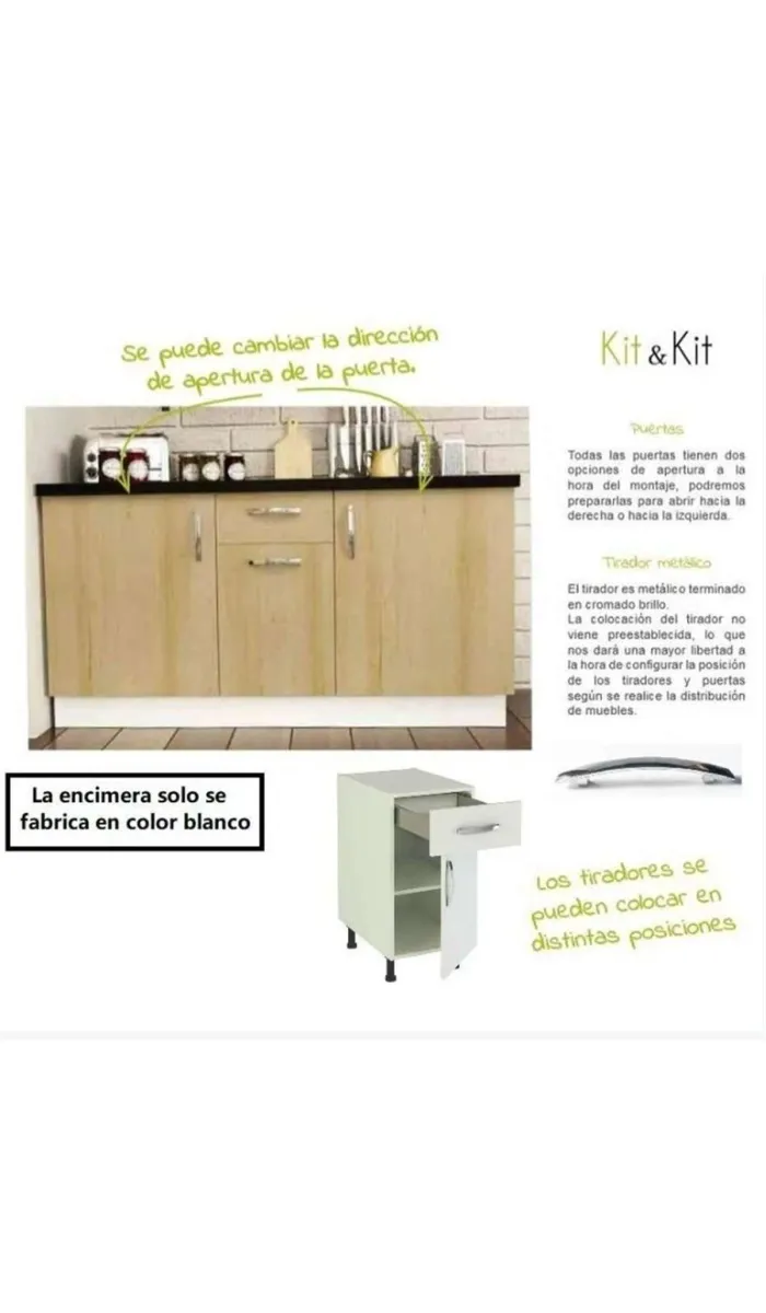 Cocina moderna en roble y blanco de 3 metros