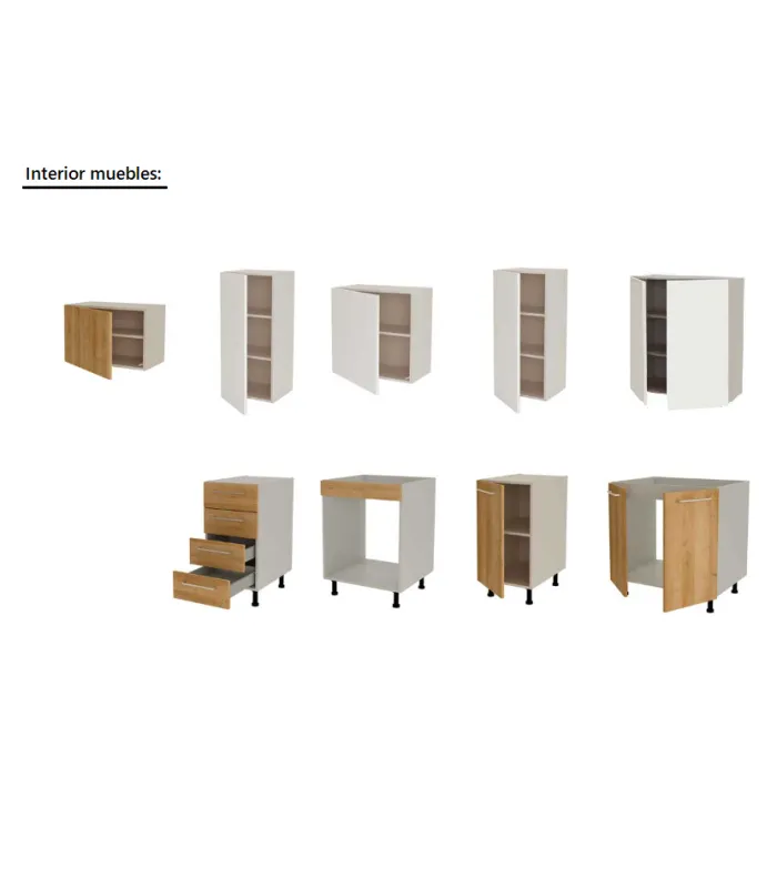 Cocina Kit-Chef blanco y roble, 280 cm