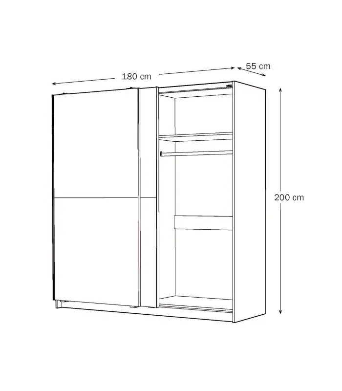 Armario 2 puertas correderas blanco 200x180x60 cm