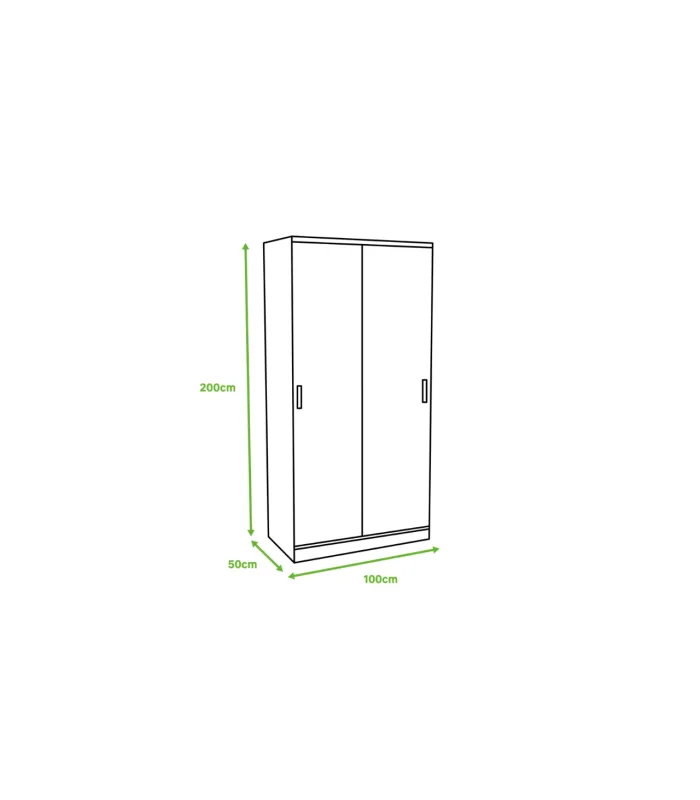 Armario 2 puertas correderas blanco, 200x100x50 cm