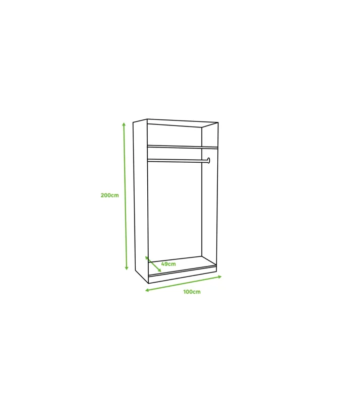 Armario 2 puertas correderas blanco, 200x100x50 cm