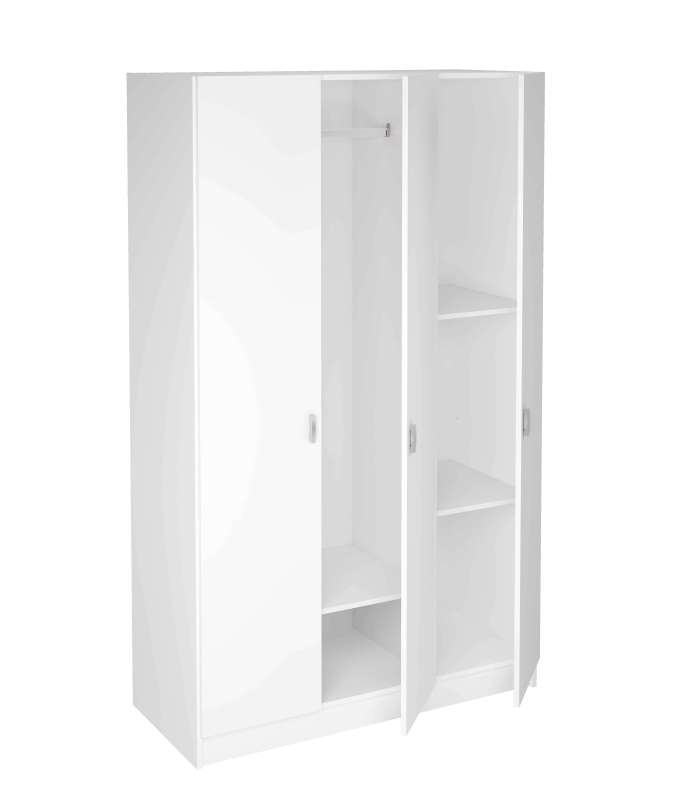 Armoire 3 portes battantes finition chêne ou blanc 200 cm