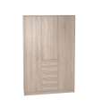 Roupeiro 3 portas articuladas 5 gavetas acabamento em carvalho ou branco 200 cm(altura)130 cm(largura)50 cm(profundidade)