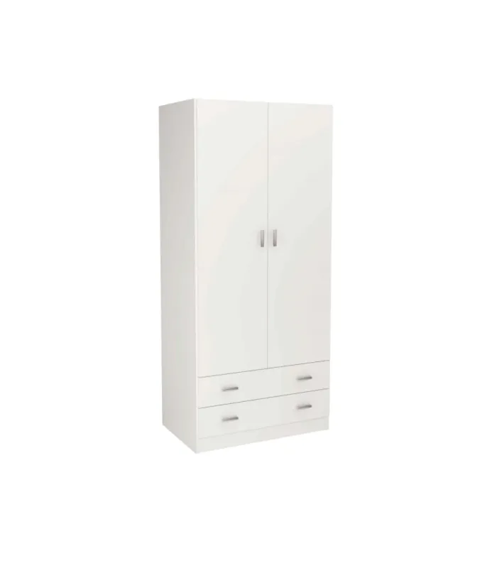 Armario 2 puertas abatibles y 2 cajones blanco