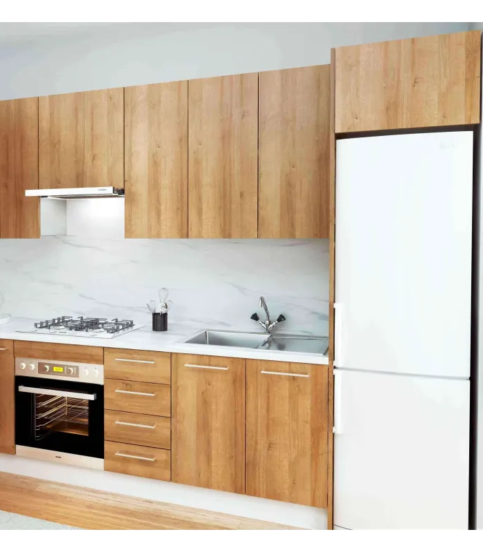 Cocina Kit-Chef roble 280cm con encimera y zocalo