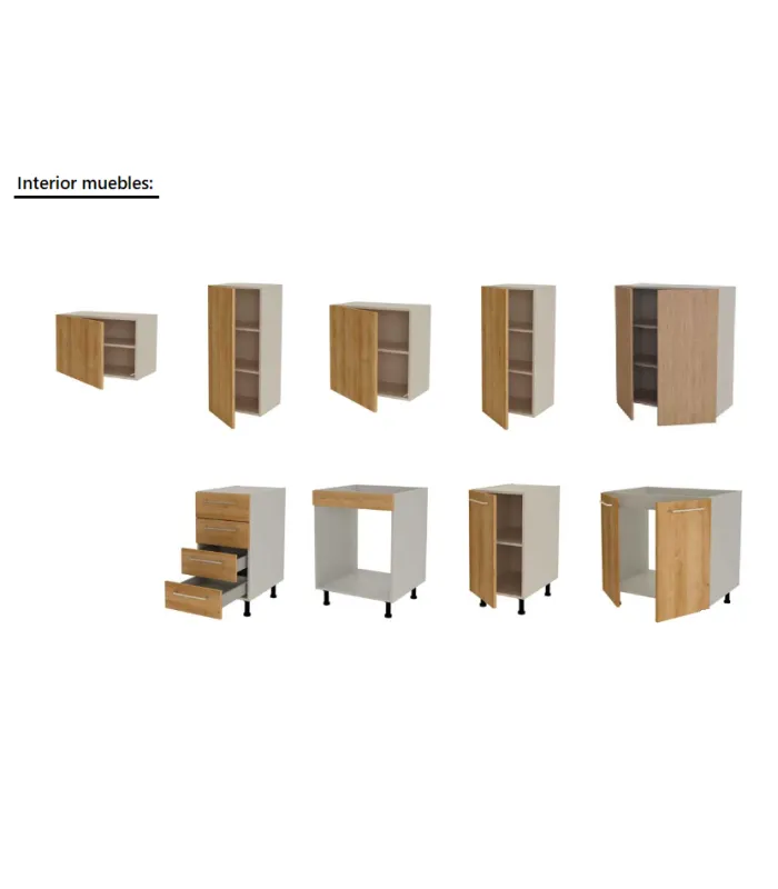 Cocina Kit-Chef roble 280cm con encimera y zocalo