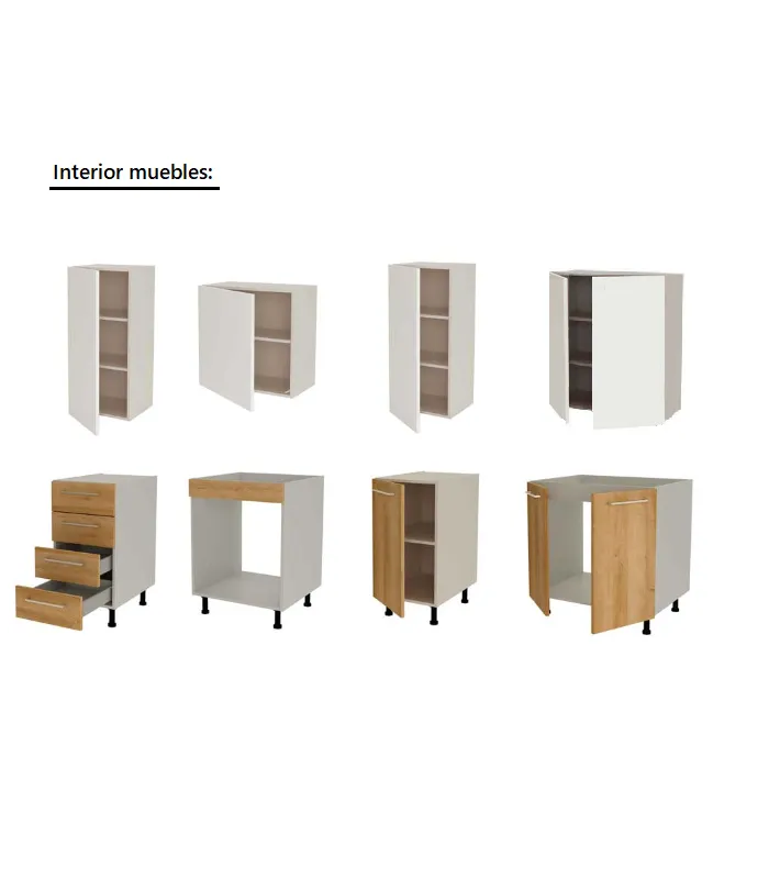 Cocina Kit-Chef 220 cm en blanco y roble