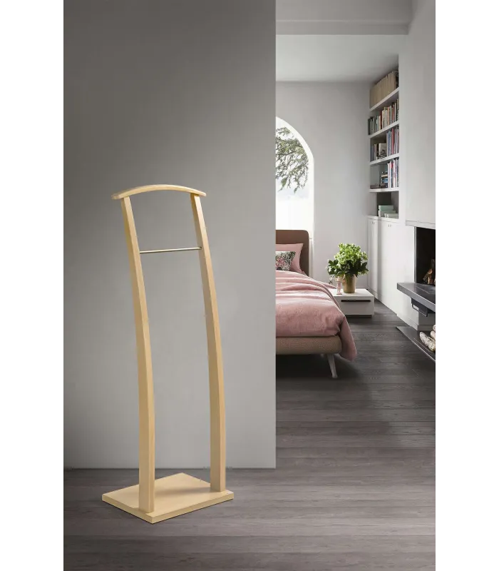 Galán en madera de haya y herrajes cromo satinado