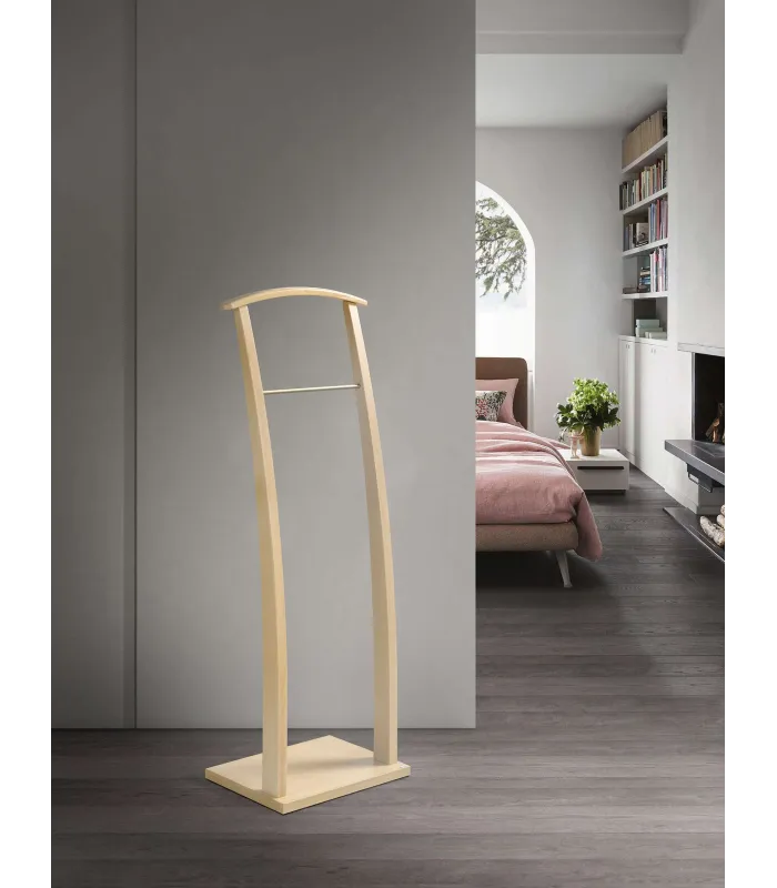 Galán de madera noble con herrajes en cromo satinado