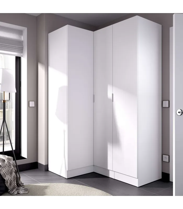 Armário de canto Jaén IV em branco, 184x133x90,5 cm