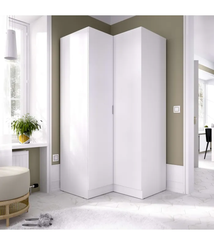 Armario rincón Jaén blanco, 184x90.5x92.5 cm