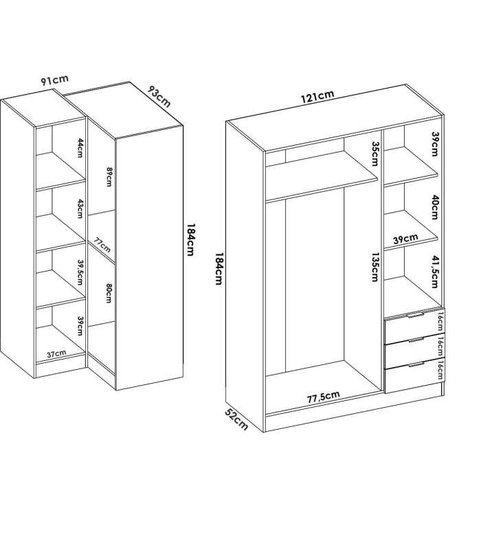 copy of Armoire 3 portes battantes finition blanche 202