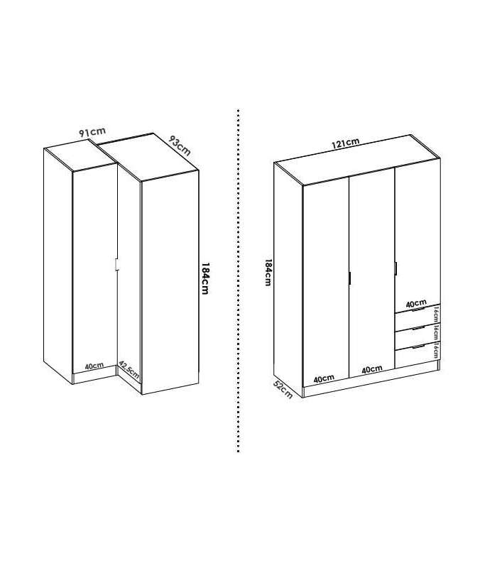 copy of Armoire 3 portes battantes finition blanche 202