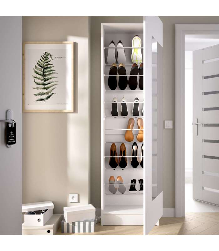 copy of Armoire à chaussures avec miroir Gusto en blanc artik.