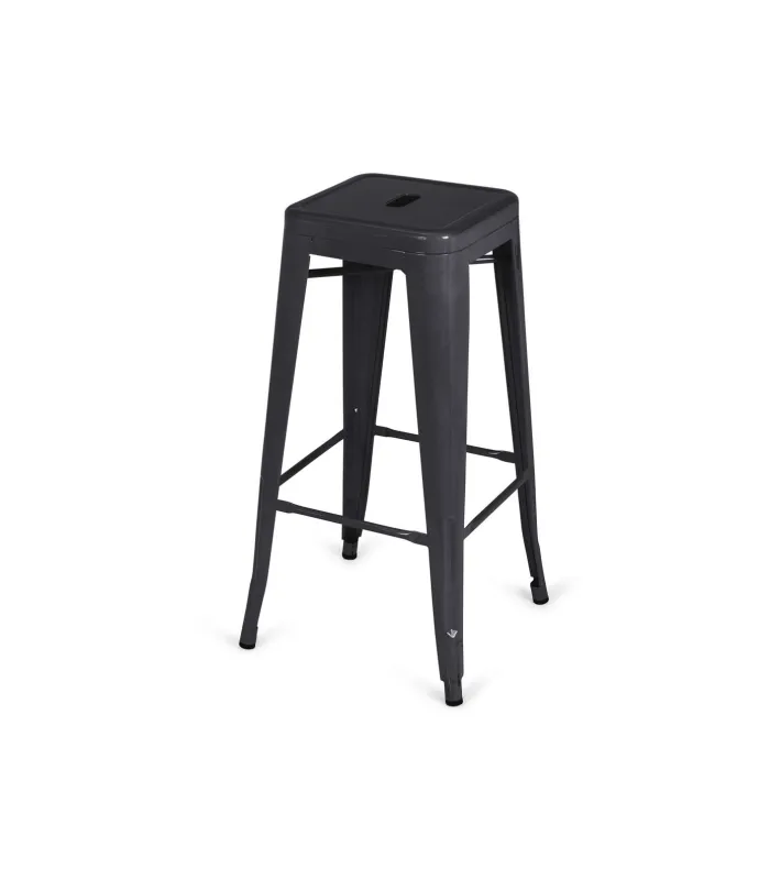 Pack de 4 taburetes metálicos apilables en negro