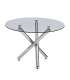 Triana round table glass lid and chrome legs of 110 cm.