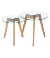 Conjunto de mesa lateral Ovni, acabamento em carvalho. 45-40 cm(altura)50-40 cm(largura)50-40 cm(comprimento)