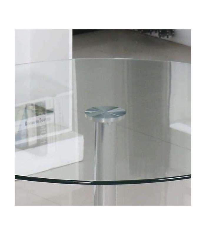 copy of Triana round table glass lid and chrome legs of 110 cm.