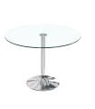 Table ronde Lago avec plateau en verre et base chromée. 75 cm(hauteur)100 cm(largeur)