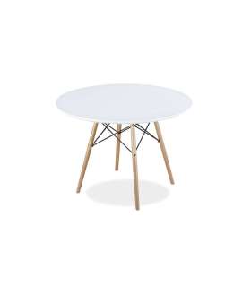 Table ronde Vandyk en blanc. 100 cm (largeur) 73 cm (hauteur)