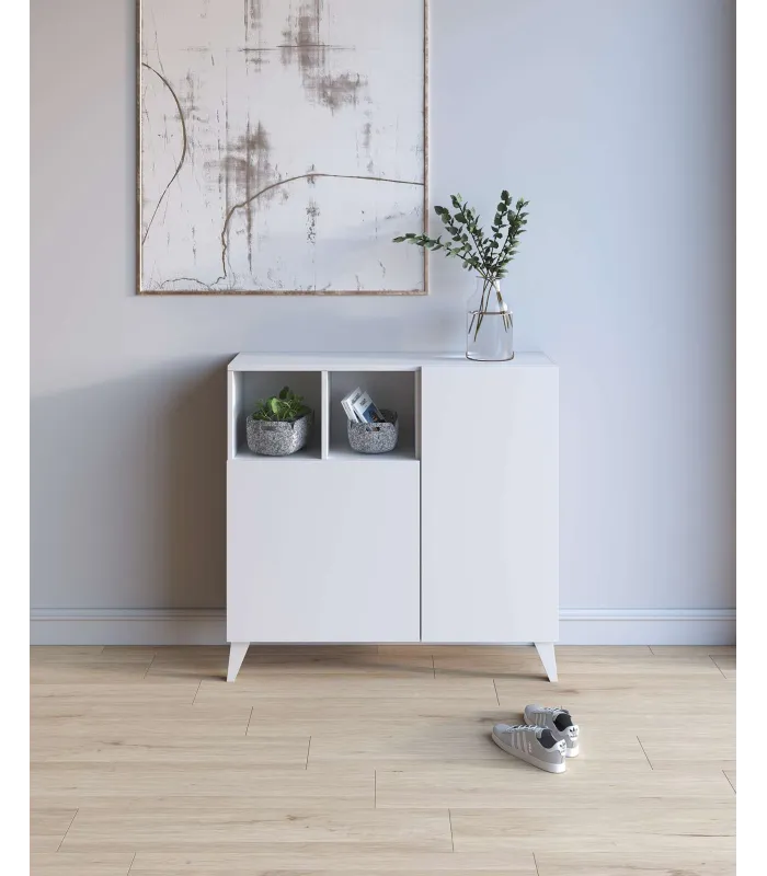 Recibidor zapatero blanco 2 puertas, diseño funcional