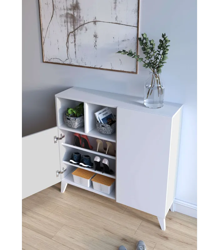 Recibidor zapatero blanco 2 puertas, diseño funcional